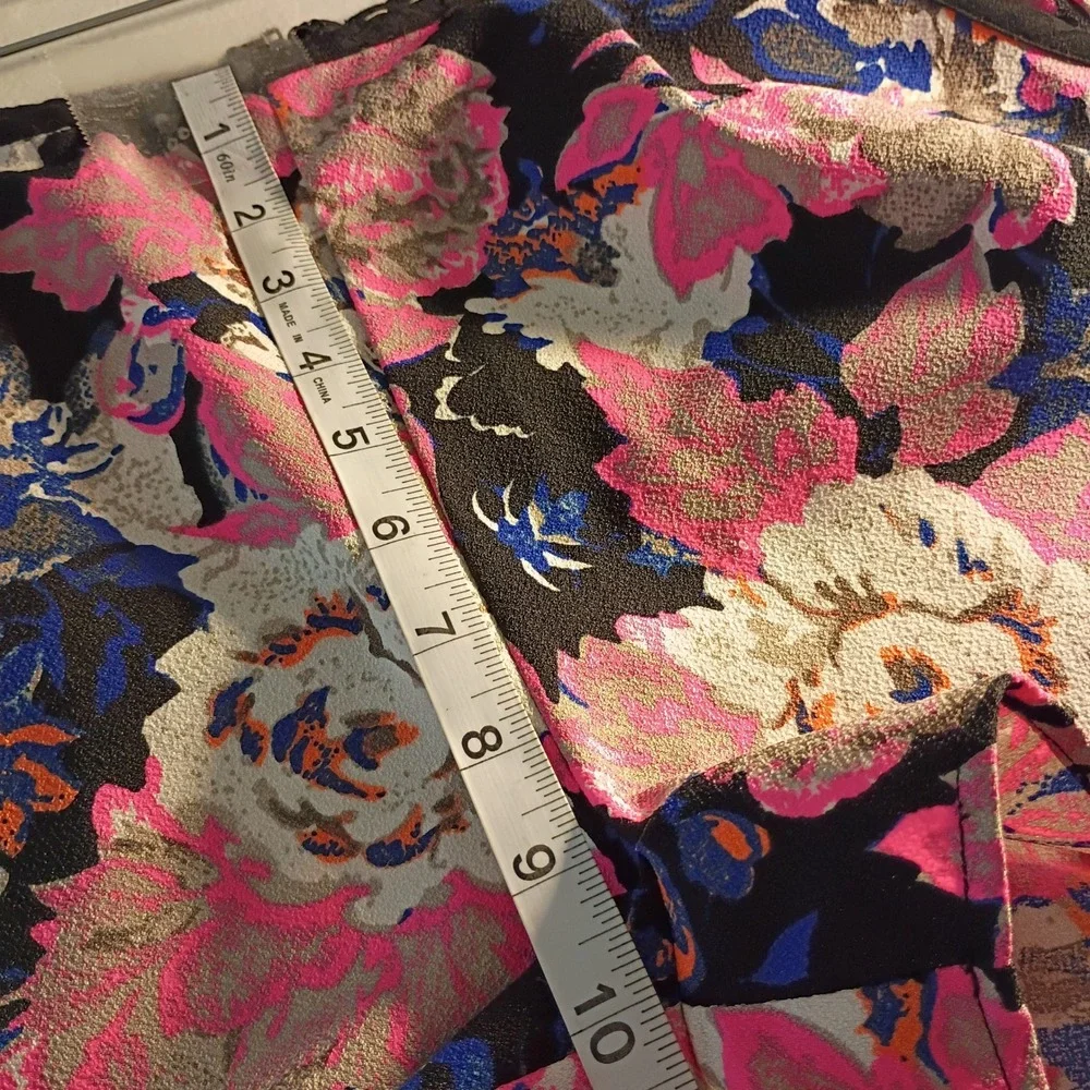 Sugarlips Women Floral High Waisted Shorts Pink Blue Black Exposed Zipper Small